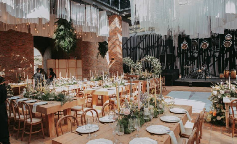 Warm string lights hanging from ceiling at a quinceañera party